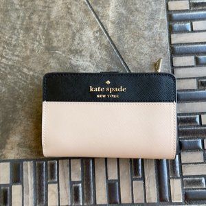 Kate Spade Staci Colorblock Medium Compact Bifold Wallet Warm Beige Multi